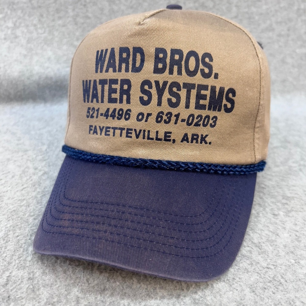 Ward Bros Water Systems Mens Tan/Navy OC Hat Fayetteville Arkansas Snapback OSFM